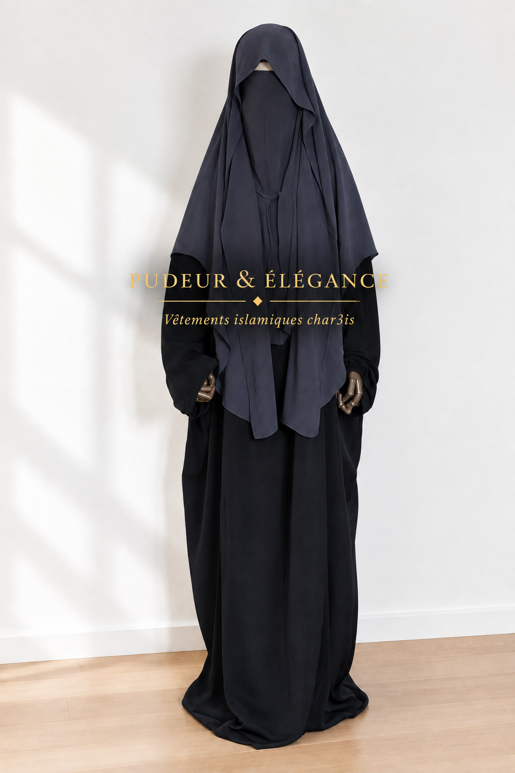 Khimar Gris Abaya Noire