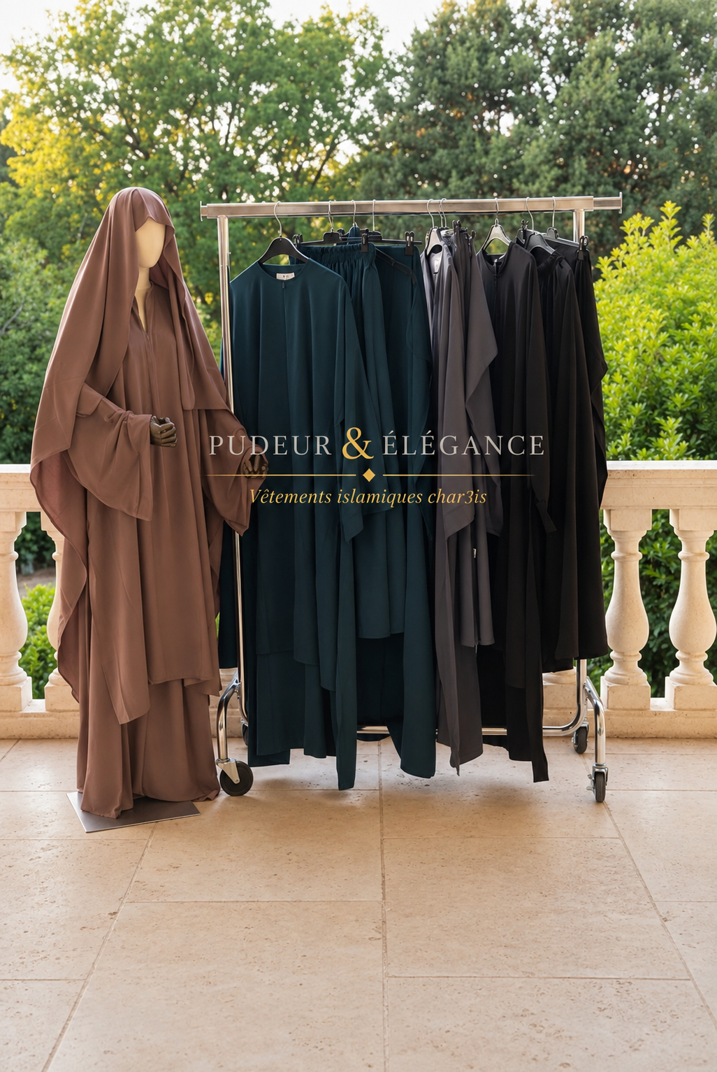 Ensemble 4 Pièces Jupe Tunique Voile Niqab
