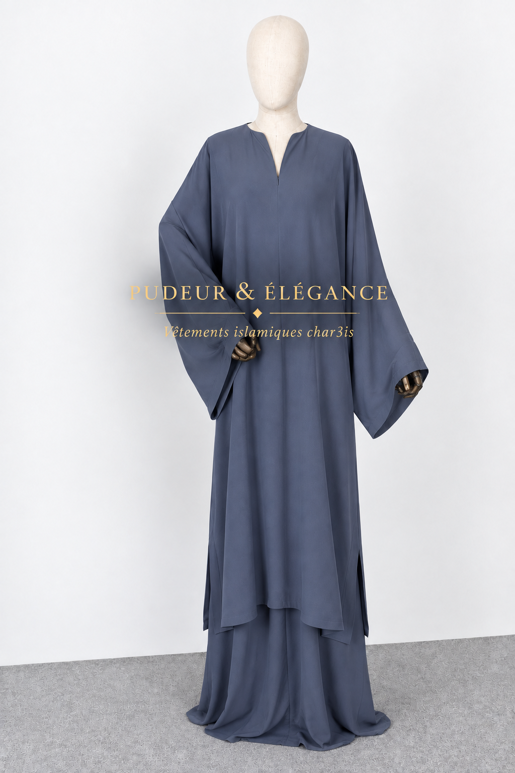 Abaya Gris Ardoise — Manches Larges