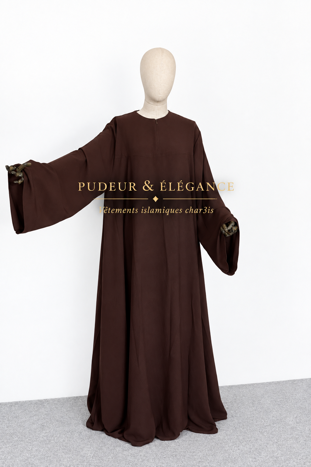 Abaya Marron Brodée