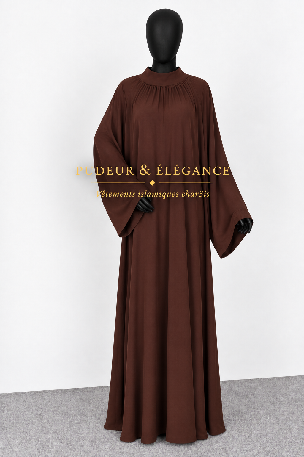 Abaya Marron — Col Froncé Large