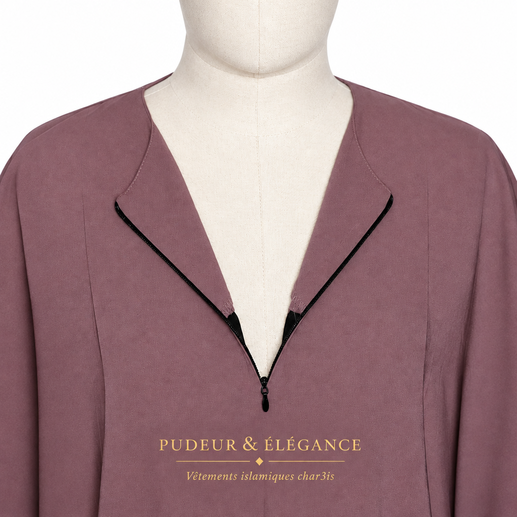 Abaya Mauve Col Zip