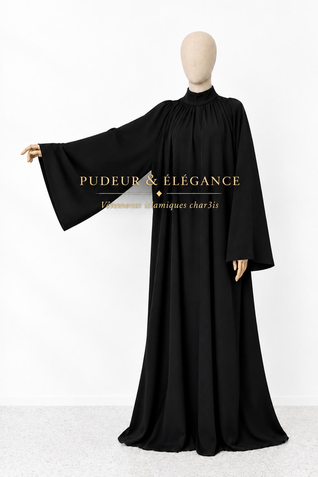 Abaya Noire Col Montant