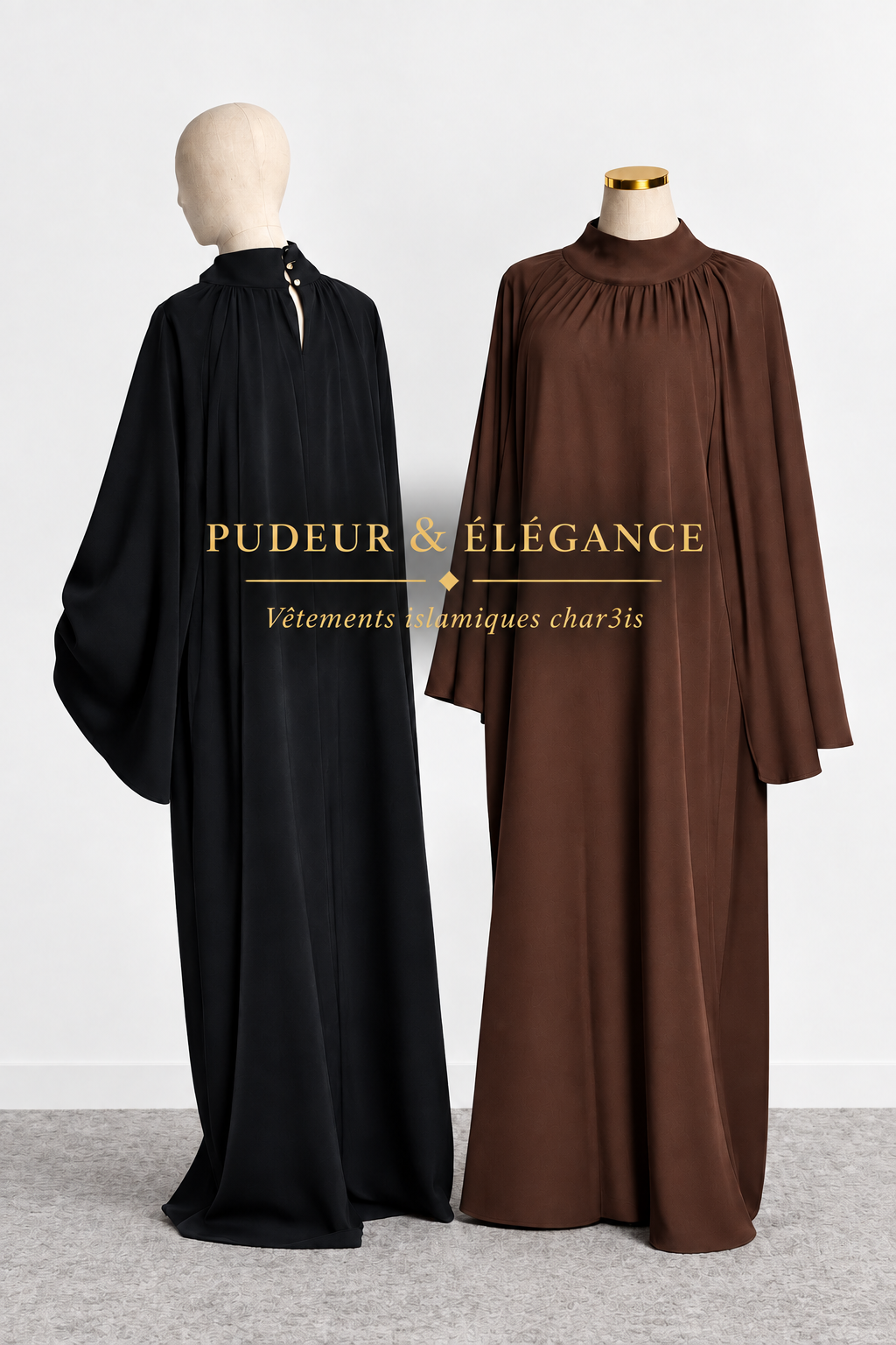 Abaya Noire Marron