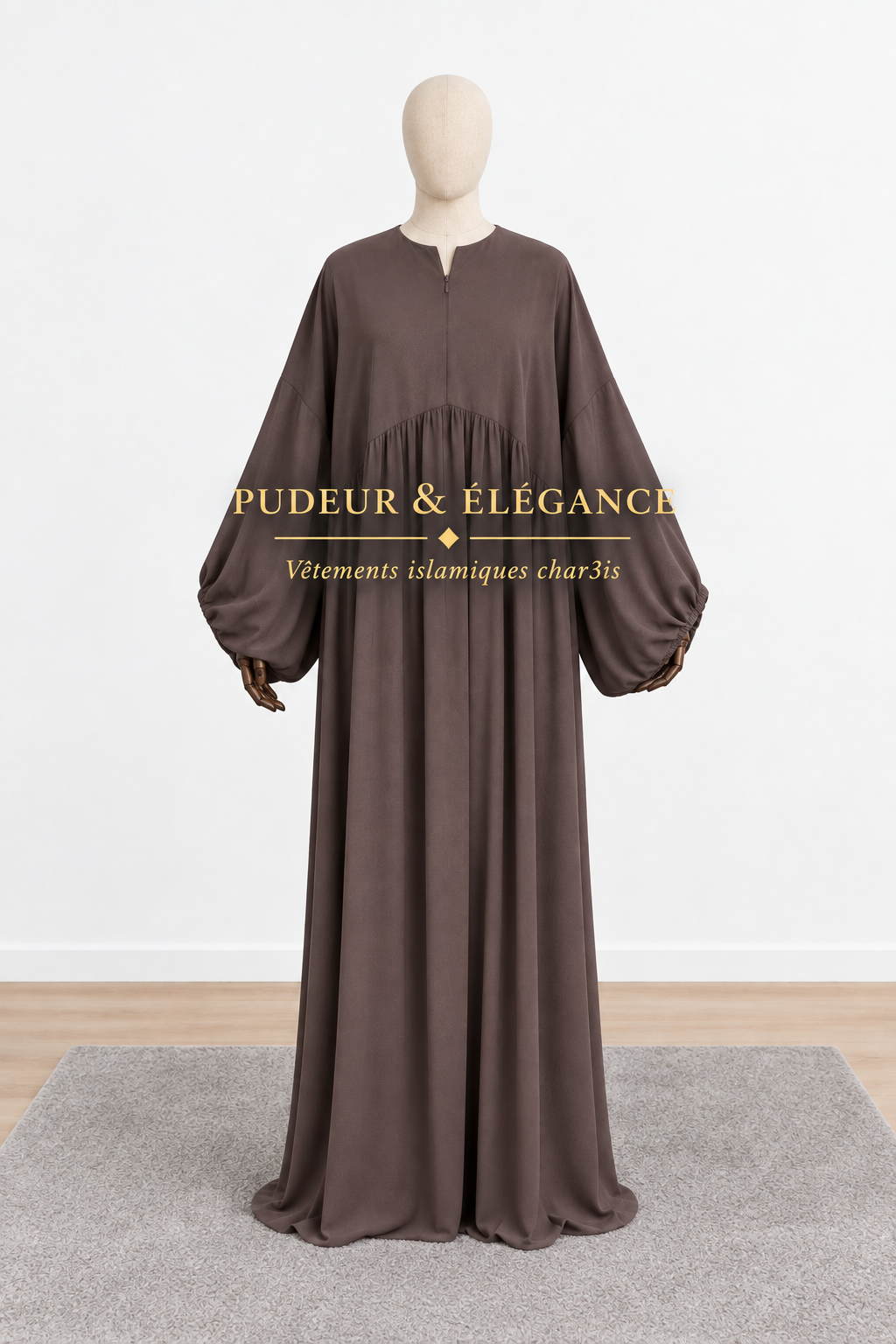 Abaya Taupe Col V