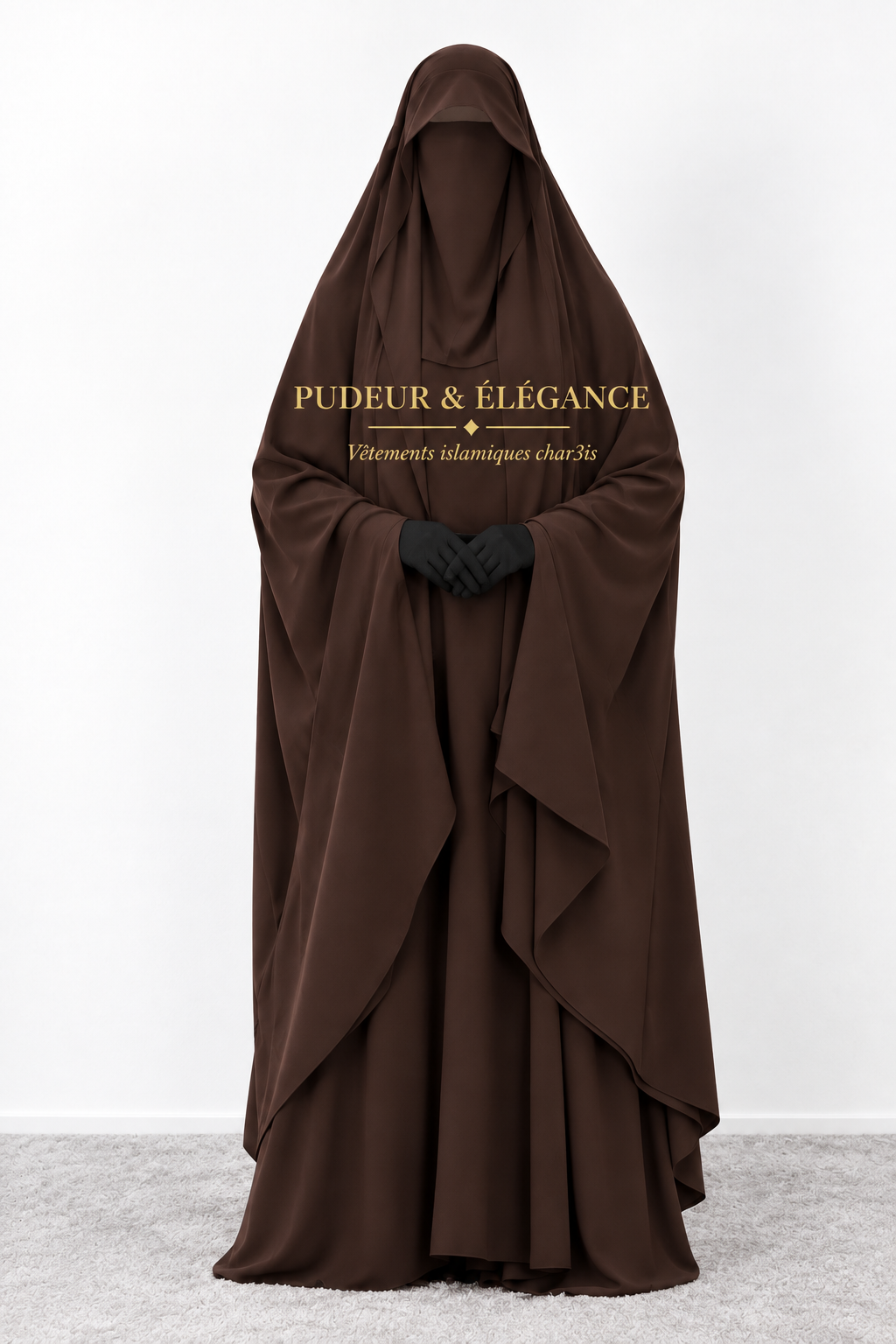 Ensemble Farasha marron extra large – Zip allaitement et khimar