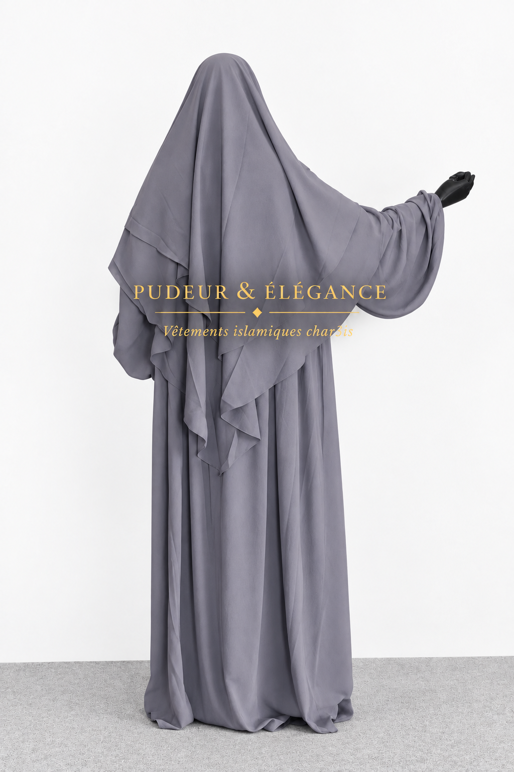 Jilbab Gris Dos