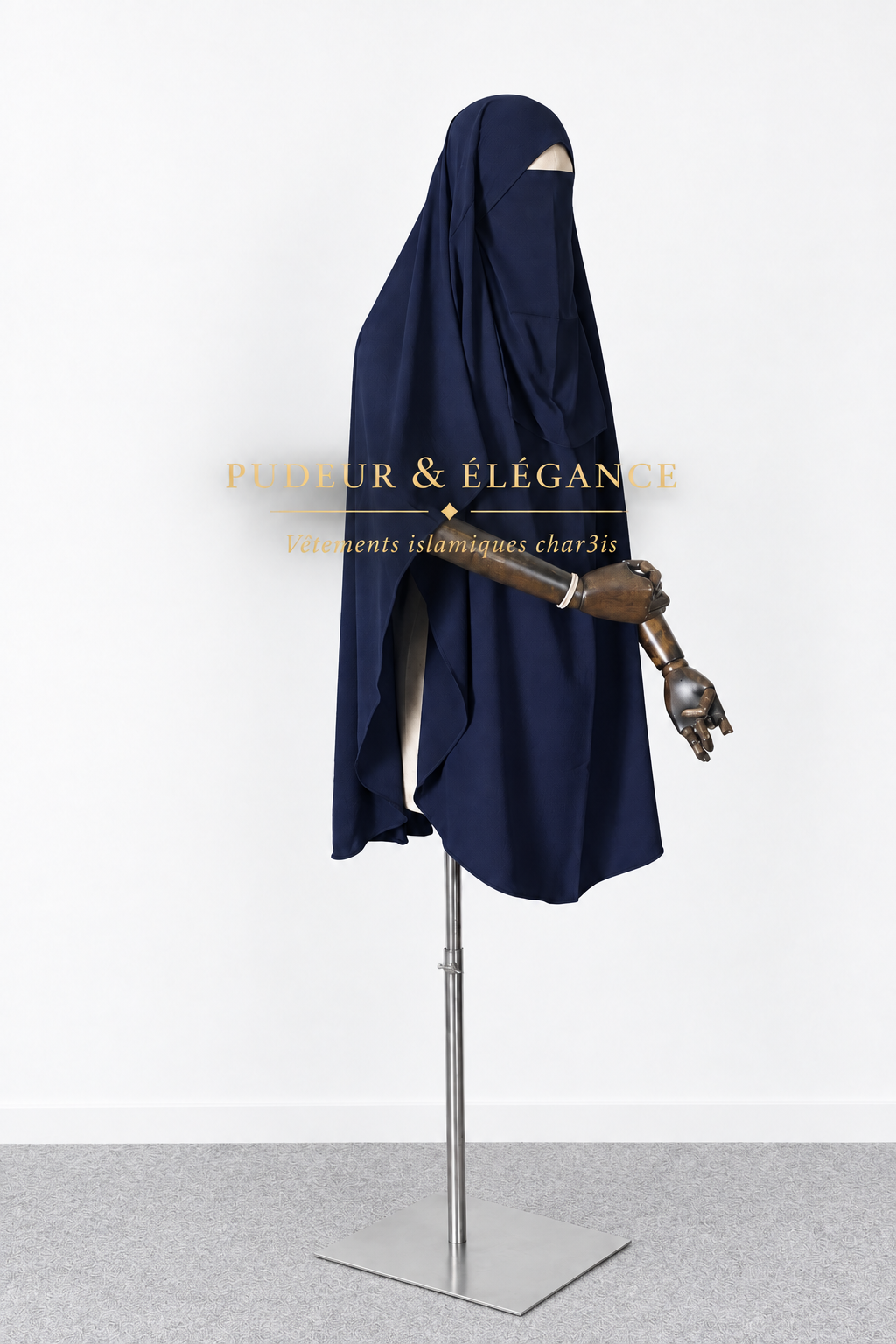 Khimar Marine Niqab Côté