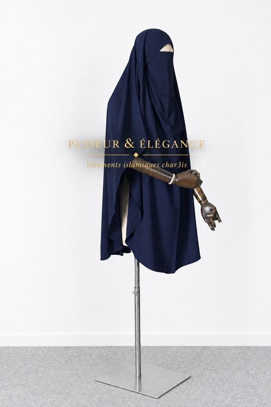 Khimar Marine Niqab Côté