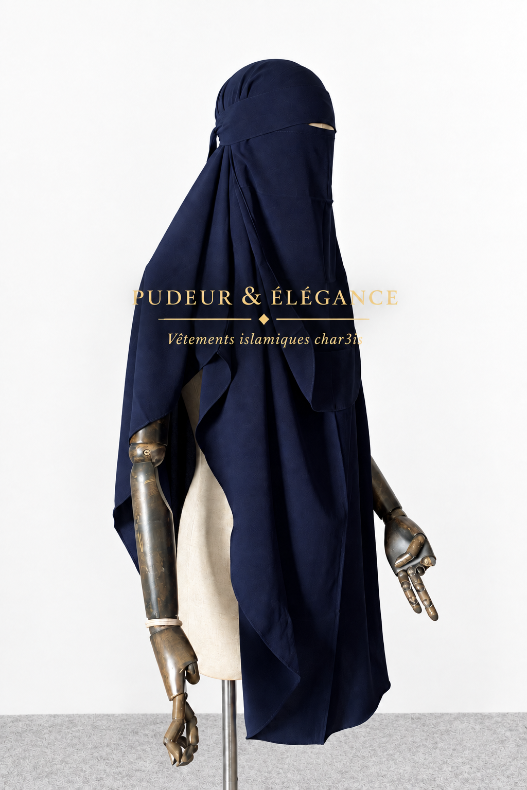 Khimar Marine Niqab Côté