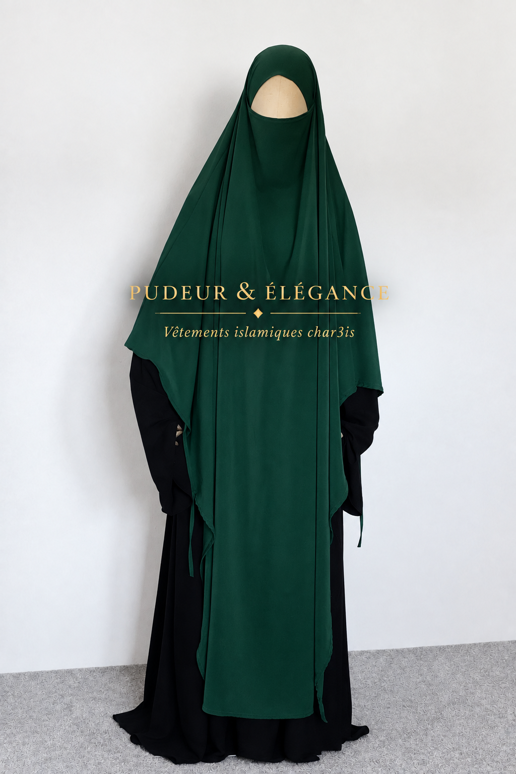 Khimar Vert Dos Ouvert
