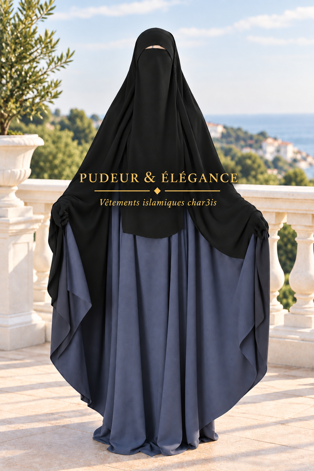 Niqab Sitar Noir — sans boutons